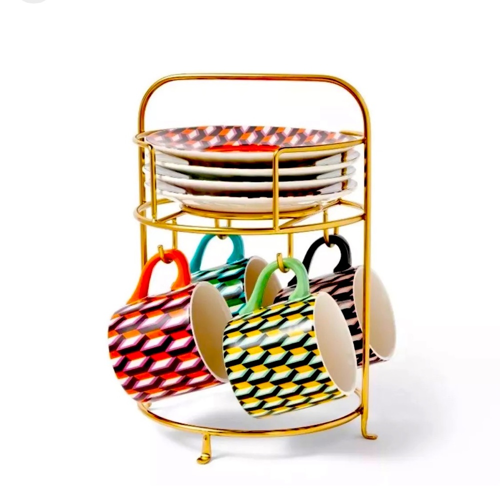 DVF for TARGET Arrow Geo Mug Drinkware Set—Cups & Saucers w/ Decorative Holder